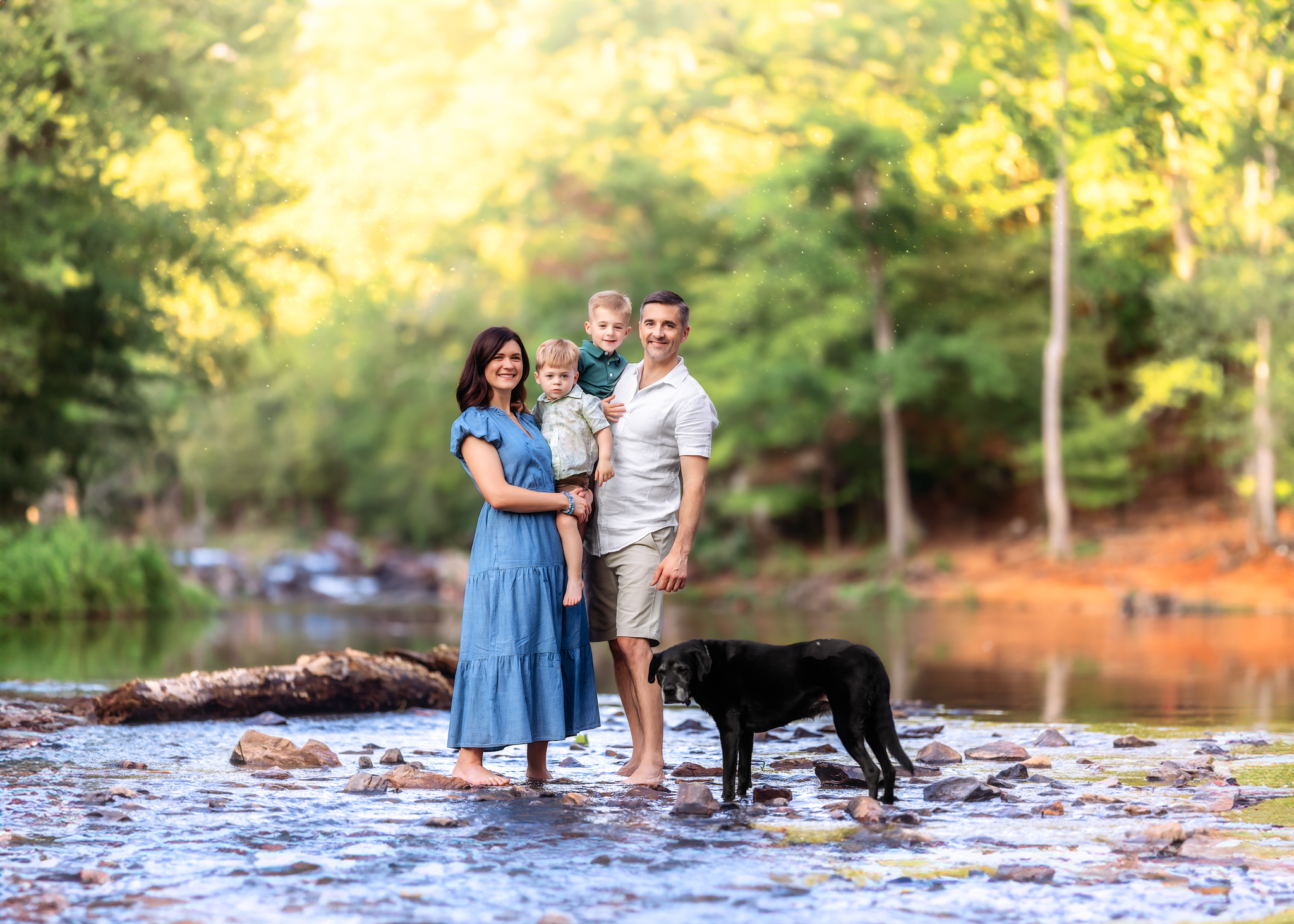 Family photo at the Eno River, Summertime at the Eno River: Cooling Off & Making Memories