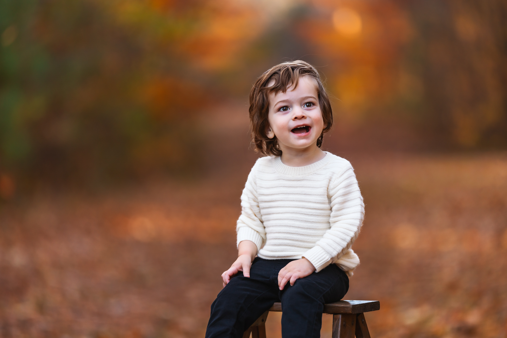 Fall family portraits on a colorful Durham NC nature trail Raleigh Family Photography Locations
